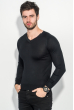 Пуловер мужской однотонный, с полосой по ободку выреза 50PD398 темно-серый меланж