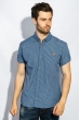 Рубашка мужская мелкая клетка 272F043-3 сине-голубой