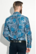 Рубашка мужская принт «Листья» 50PD3002 серо-бирюзовый