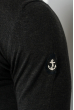 Пуловер мужской с двойной полосой по вырезу 50PD378 грифельно-салатовый
