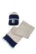 Комплект детский (для мальчика) шапка и шарф с нашивкой 65PB0007 junior сине-серый