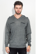 Пуловер мужской однотонный, с карманом-обманкой 50PD547 серо-черный меланж
