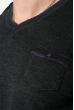 Пуловер мужской однотонный, с карманом-обманкой 50PD547 грифельно-фиолетовый меланж