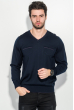 Пуловер мужской однотонный, с карманом-обманкой 50PD547 темно-синий-фиолетовый