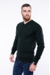 Джемпер с фактурной вязкой  192P6025 темно-зеленый / черный