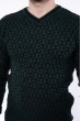 Джемпер с фактурной вязкой  192P6025 темно-зеленый / черный
