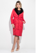 Пальто женское стеганное, с мехом 69PD1059 красный