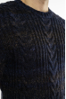 Свитер с комбинированной вязкой 617F20205 темно-синий