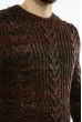 Свитер с комбинированной вязкой 617F20205 коричневый