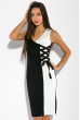 Платье женское сбоку на шнуровке  87PV225 черно-молочный