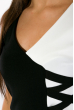 Платье женское сбоку на шнуровке  87PV225 черно-молочный