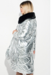 Куртка женская с мехом, блестящие 69PD1061 серебро
