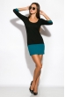 Платье женское двухцветное 120P154 черно-бирюзовый