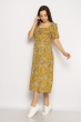 Платье с разрезом цветочный принт 632F017-3 горчичный