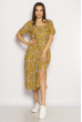 Платье с разрезом цветочный принт 632F017-3 горчичный