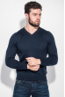 Пуловер мужской однотонный, со вставками на локтях 50PD615 темно-синий