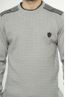 Стильный мужской свитер с нашивками на плечах 85F390 стальной