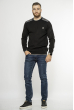 Стильный мужской свитер с нашивками на плечах 85F390 черный