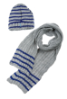 Комплект детский (для мальчика) шапка и шарф в полоску 65PB0006 junior серо-синий