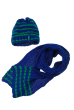 Комплект детский (для мальчика) шапка и шарф в полоску 65PB0006 junior сине-зеленый