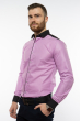 Рубашка с контрастным воротником и манжетами 120PAR043 светло-сиреневый / черный