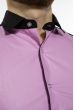 Рубашка с контрастным воротником и манжетами 120PAR043 светло-сиреневый / черный
