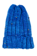 Шапка женская с нашивкой и бусинами 259V001-5 лазурно-синий