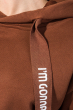 Туника женская с принтованными шнурками, с необработанными краями 202V002 коричневый