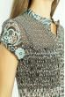 Блуза женская удлиненная с коротким рукавом 118P320-1 бежево-голубой