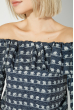 Блузка женская с оборками на плечах 64PD2643 сине-серый , слоны