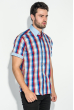 Рубашка мужская с однотонным воротником 50P009 голубо-красный