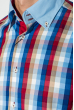 Рубашка мужская с однотонным воротником 50P009 голубо-красный