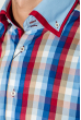Рубашка мужская принт разноцветная клетка 50P011 голубо-красный