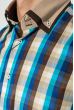 Рубашка мужская принт разноцветная клетка 50P011 бежево-коричневый