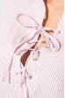 Блузка женская со шнуровкой на груди 64PD282 бело-розовый , полоска