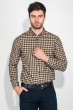 Рубашка мужская в клетку, стиль casual 511F001 бежево-черный Рубашка мужская в клетку, стиль casual 511F001 бежево-черный
