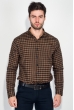 Рубашка мужская в клетку, стиль casual 511F001 орехово-черный Рубашка мужская в клетку, стиль casual 511F001 орехово-черный