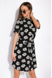 Платье-рубашка с цветочным принтом 120POI19020-5 черный принт