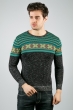 Свитер темный мужской 267F017 черно-зеленый меланж