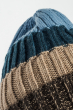 Комплект универсальный шарф, шапка в полоску 65P3561 коричнево-синий