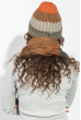 Комплект универсальный шарф, шапка в полоску 65P3561 хаки-терракот