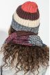 Комплект универсальный шарф, шапка в полоску 65P3561 сине-бордовый