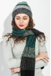 Комплект универсальный шарф, шапка в полоску 65P3561 черно-зеленый