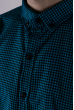 Рубашка мужская в клетку  511F006 черно-бирюзовый
