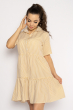 Платье в мелкую полоску 632F011-2 горчично-молочный