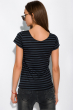 Женская приталенная футболка в полоску 434V004-1 черно-сизый