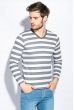 Пуловер мужской полоска принт 416F006 серо-белый