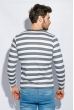 Пуловер мужской полоска принт 416F006 серо-белый