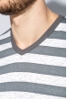 Пуловер мужской полоска принт 416F006 серо-белый