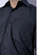 Рубашка мужская в полоску 120PAR028 черно-серый